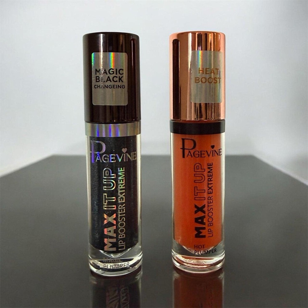 PAGE VINE Max It Up Lip Booster Extreme — Heat Boost & Magic Black Gift Set NEW